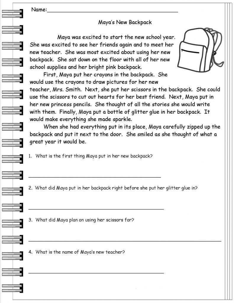 Printable Reading Comprehension Worksheets For 2nd Grade Free
