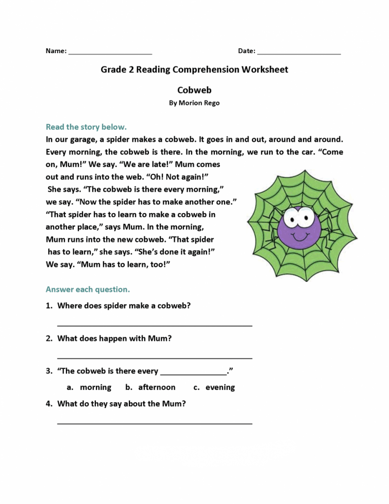 Printable Reading Comprehension Worksheets For 2nd Grade
