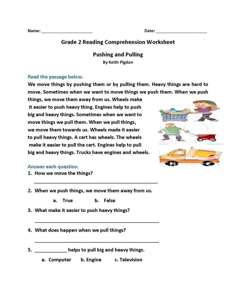 Free Printable Grade 2 Reading Worksheets