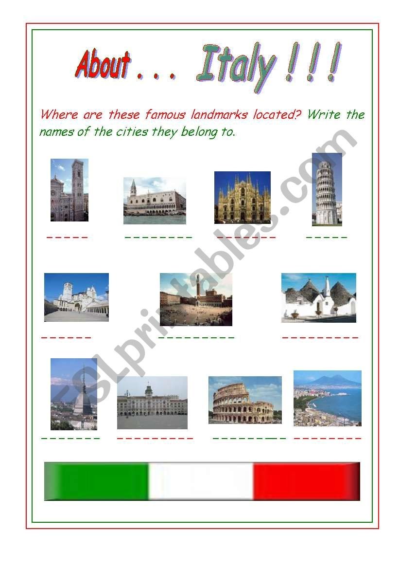 Free Printable Reading Worksheets On Italy