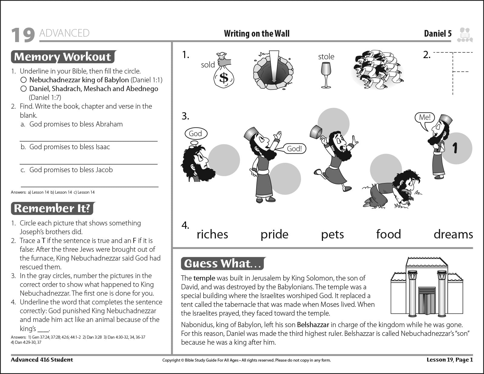 Advanced Student Pages 5th And 6th Grade Bible Worksheets