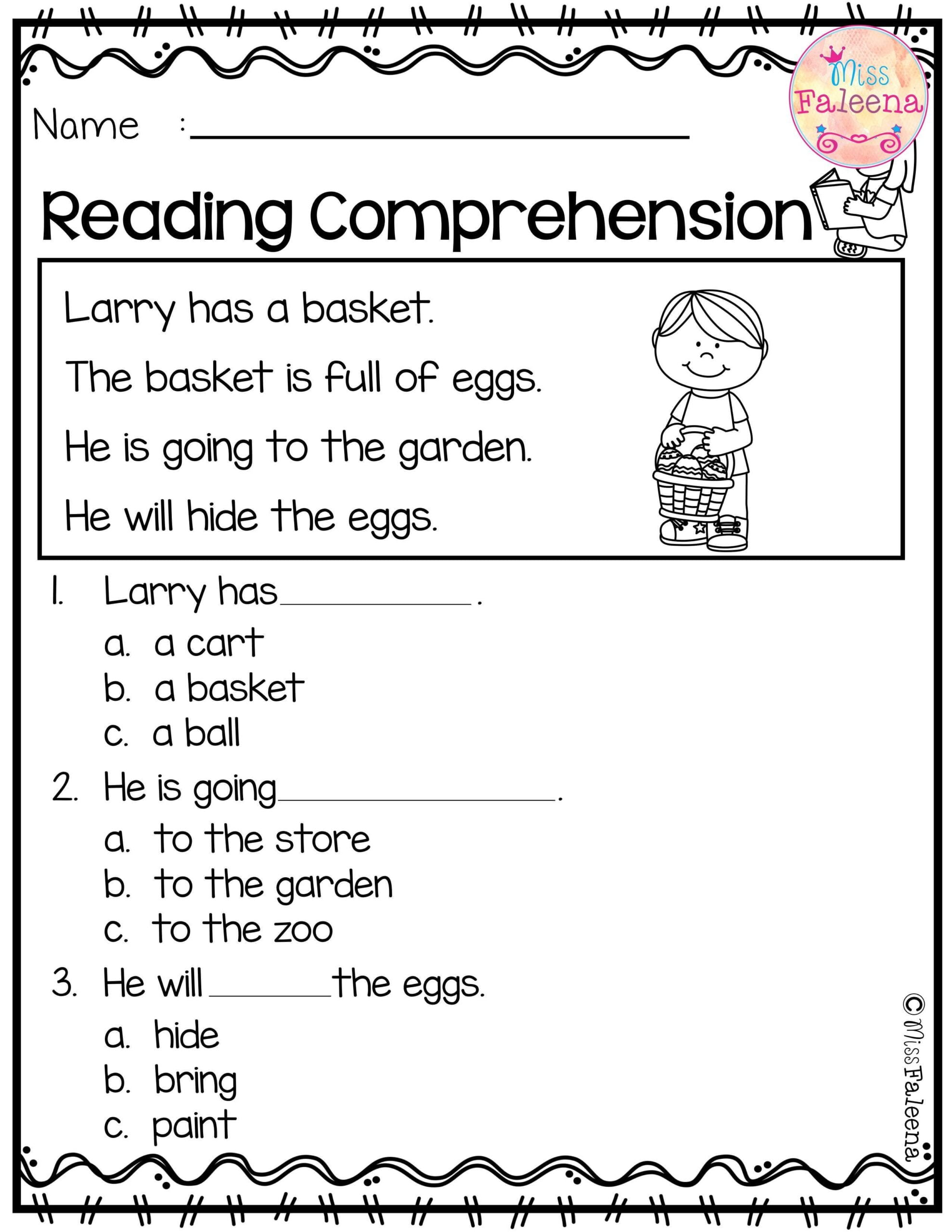 Free Printable Reading Comprehension Worksheets Kindergarten