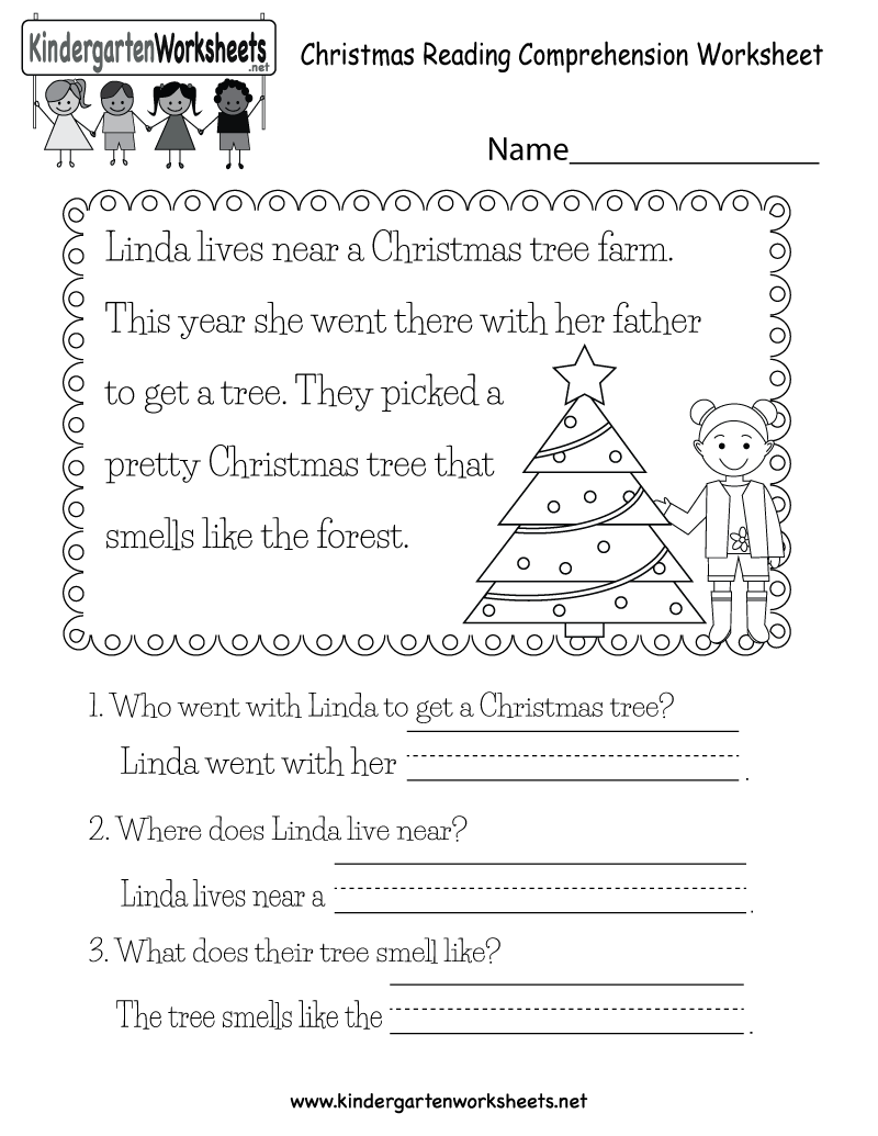 Christmas Reading Worksheet Free Kindergarten Holiday Worksheet For Kids