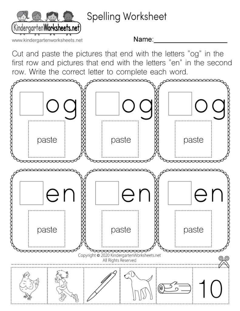 Cut And Paste Spelling Worksheet Learn To Spell 6 Words