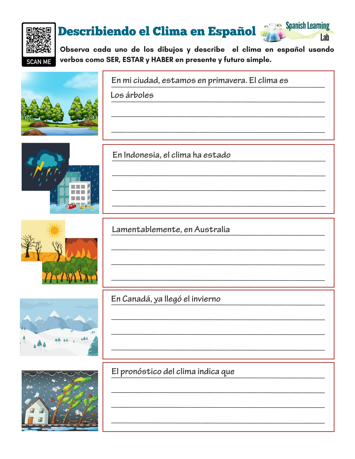 Free Printable Spanish Reading Comprehension Worksheets And Seasons