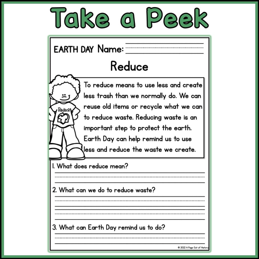 Free Printable Earth Day Reading Comprehension Worksheets