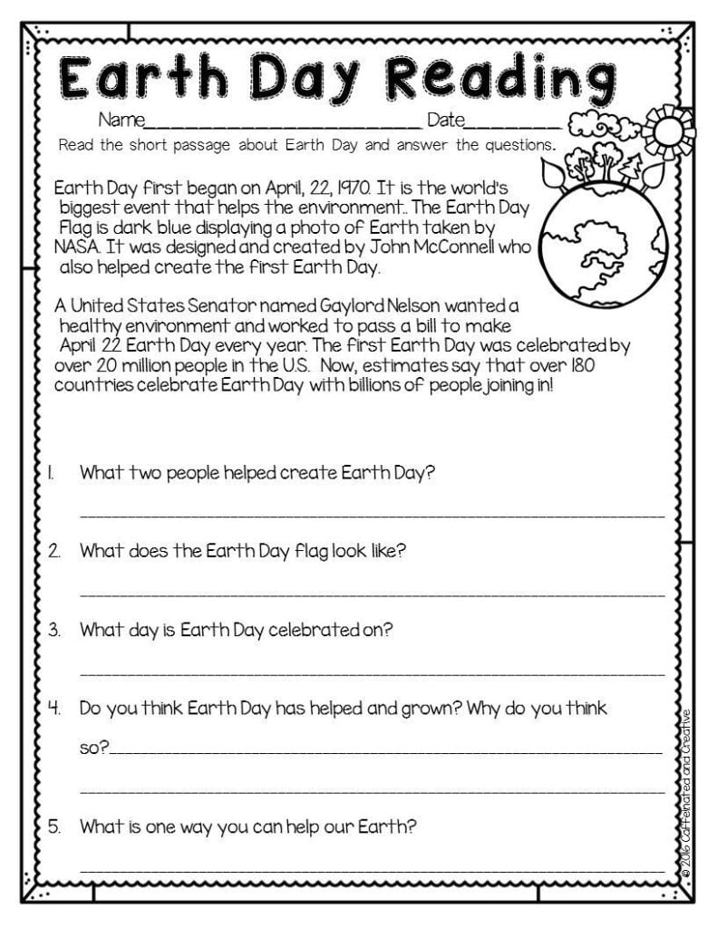 Earth Day Reading Is A Great Way For Students To Learn How Earth Day Started Part Of Earth Day Worksheets Reading Comprehension Worksheets Earth Day Projects