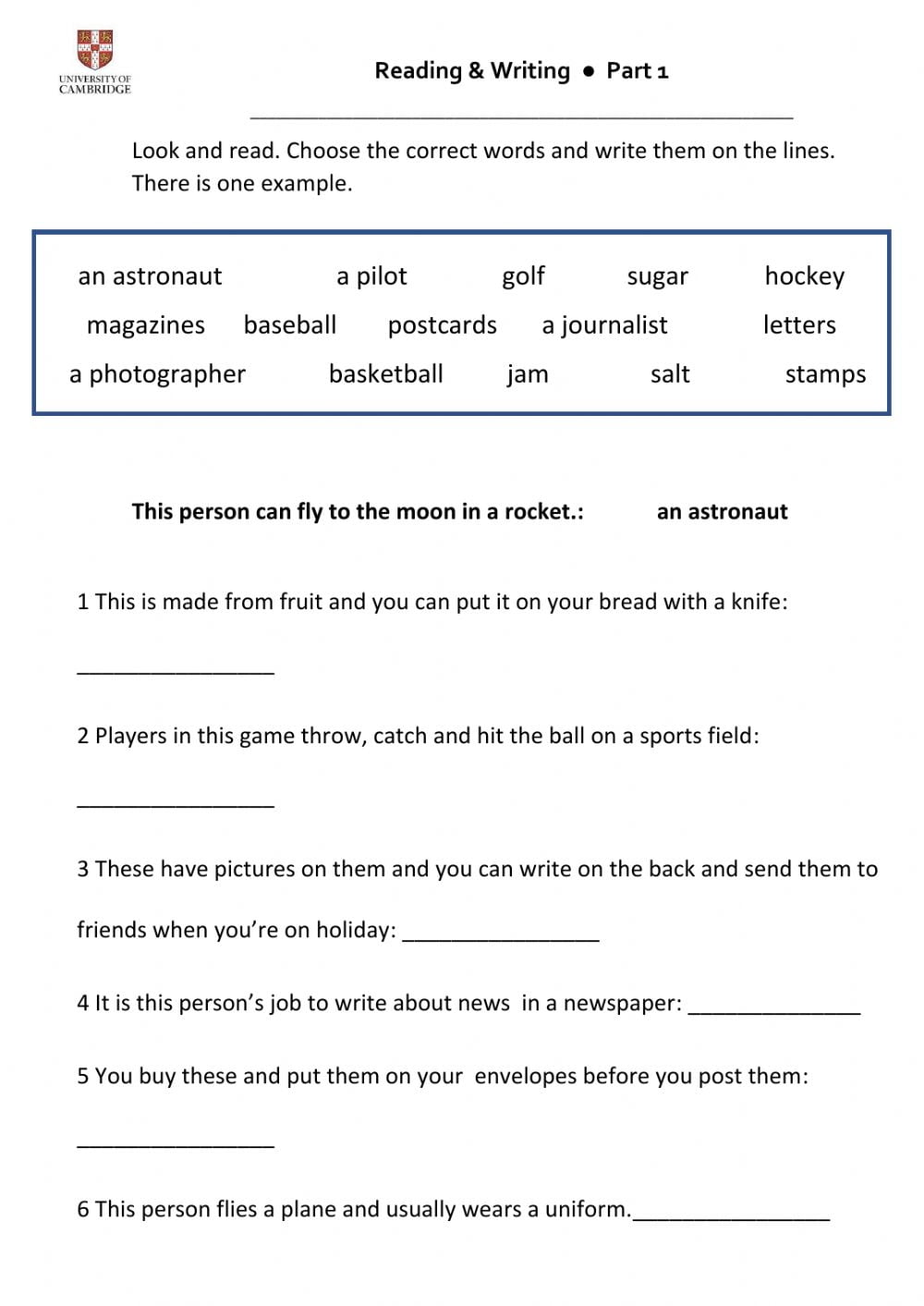 Reading And Writing Worksheets
