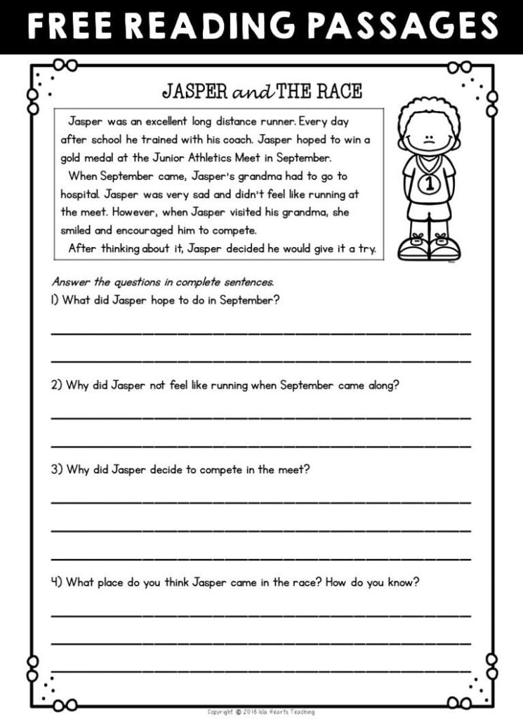 Free Reading Passages 2nd Grade Reading Comprehension Reading Worksheets Free Reading Passages