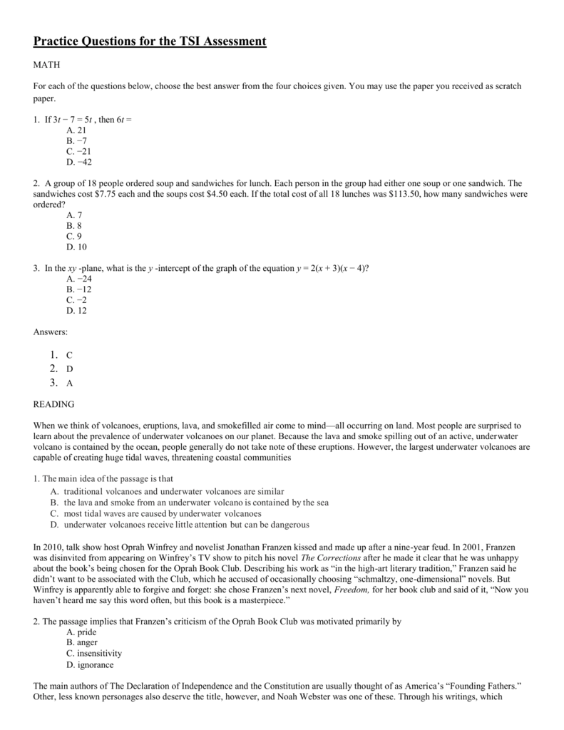 Tsi Reading Practice Worksheets Reading Worksheet Printable