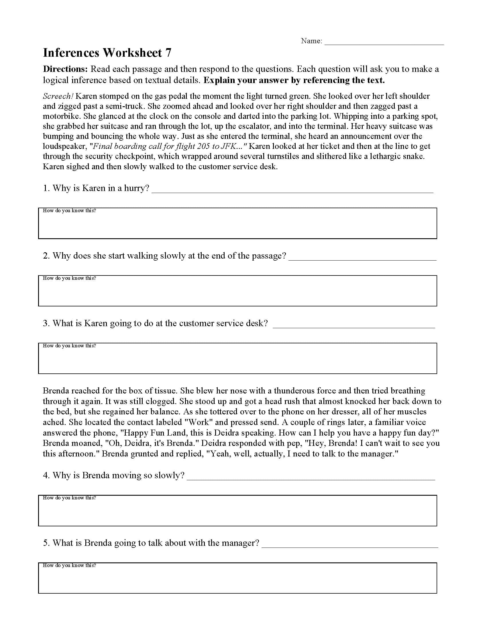 Free Printable Reading Inference Worksheets