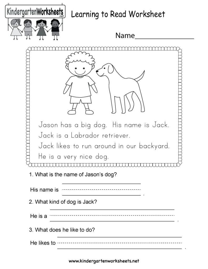 Learning To Read Worksheet Free Kindergarten English Worksheet For Kids