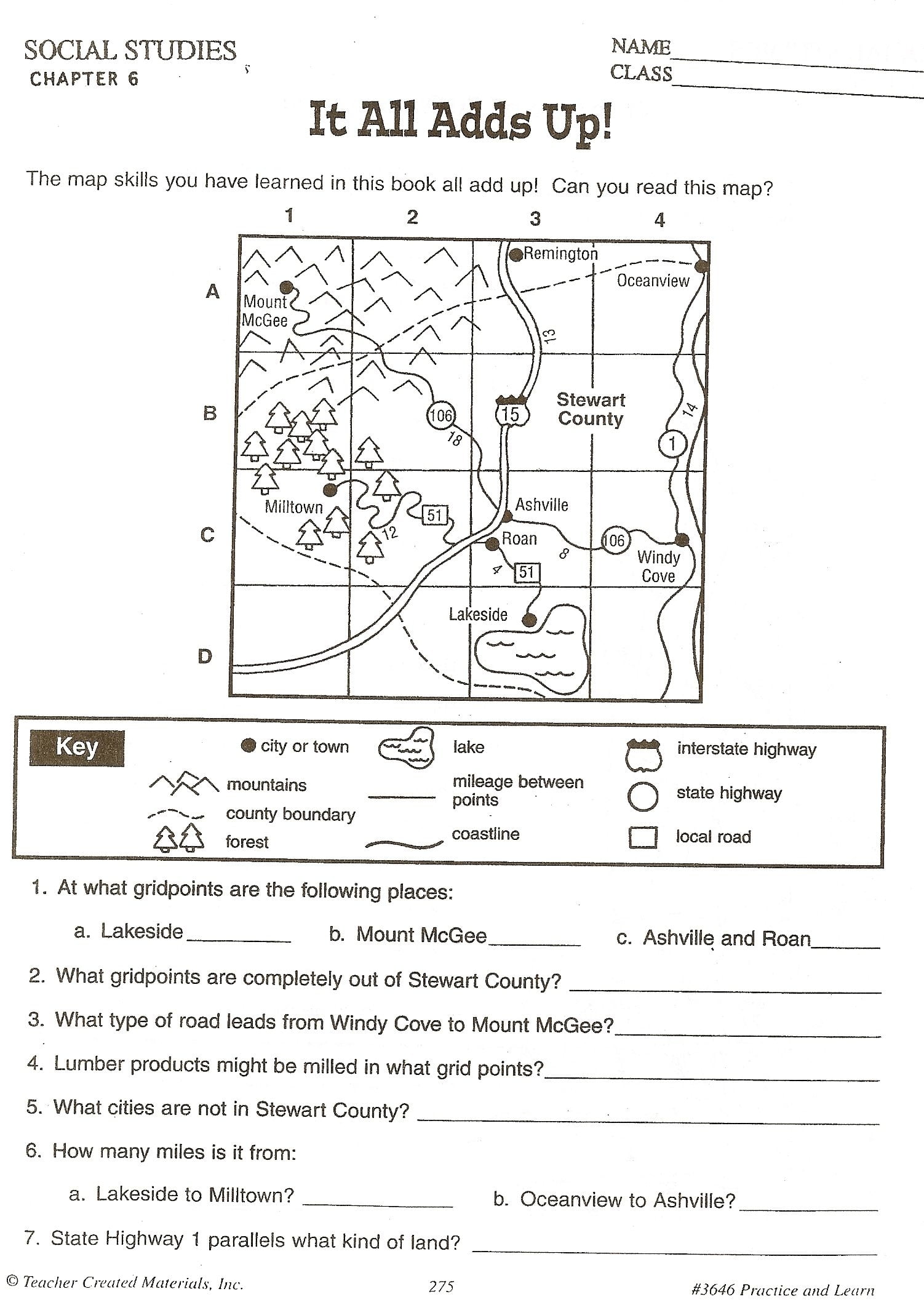Printable Map Reading Skills Worksheets