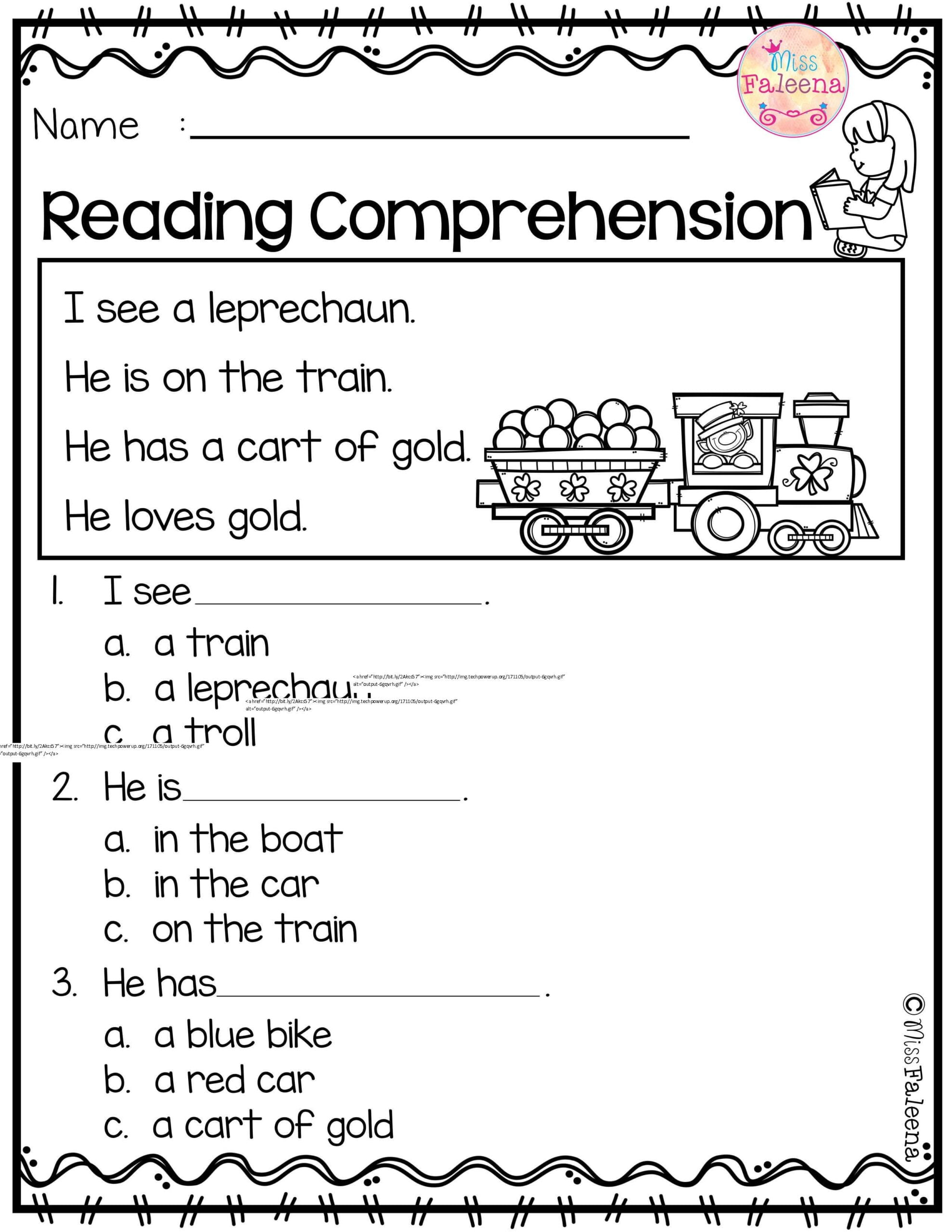 Kindergarten Reading Comprehension Printable Worksheets