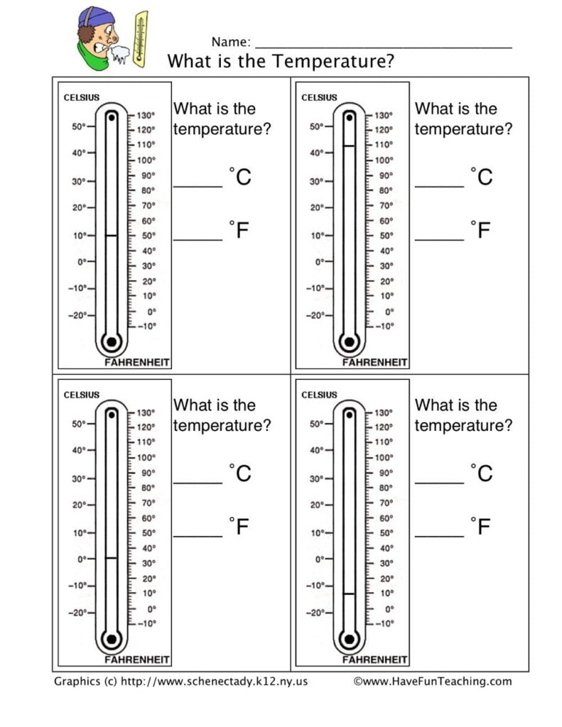 Read A Thermometer Worksheet Have Fun Teaching Reading Skills Worksheets Kindergarten Worksheets Measurement Worksheets