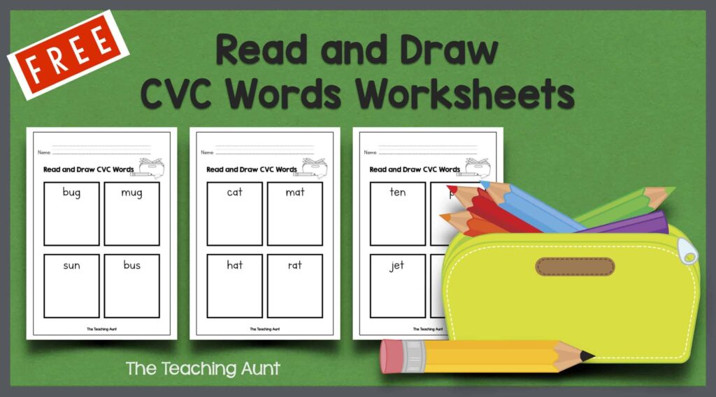 Read And Draw CVC Words Worksheets The Teaching Aunt