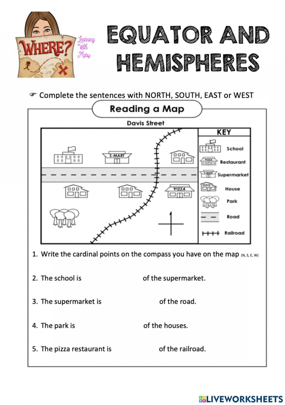 reading a map worksheet 3rd grade