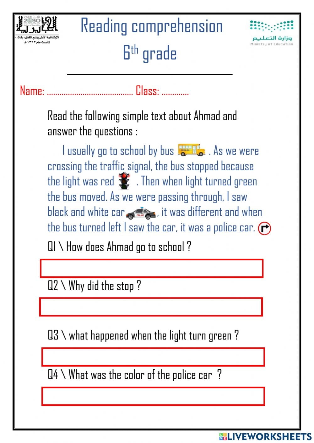 Reading Comprehension Online Exercise For 5th Grade