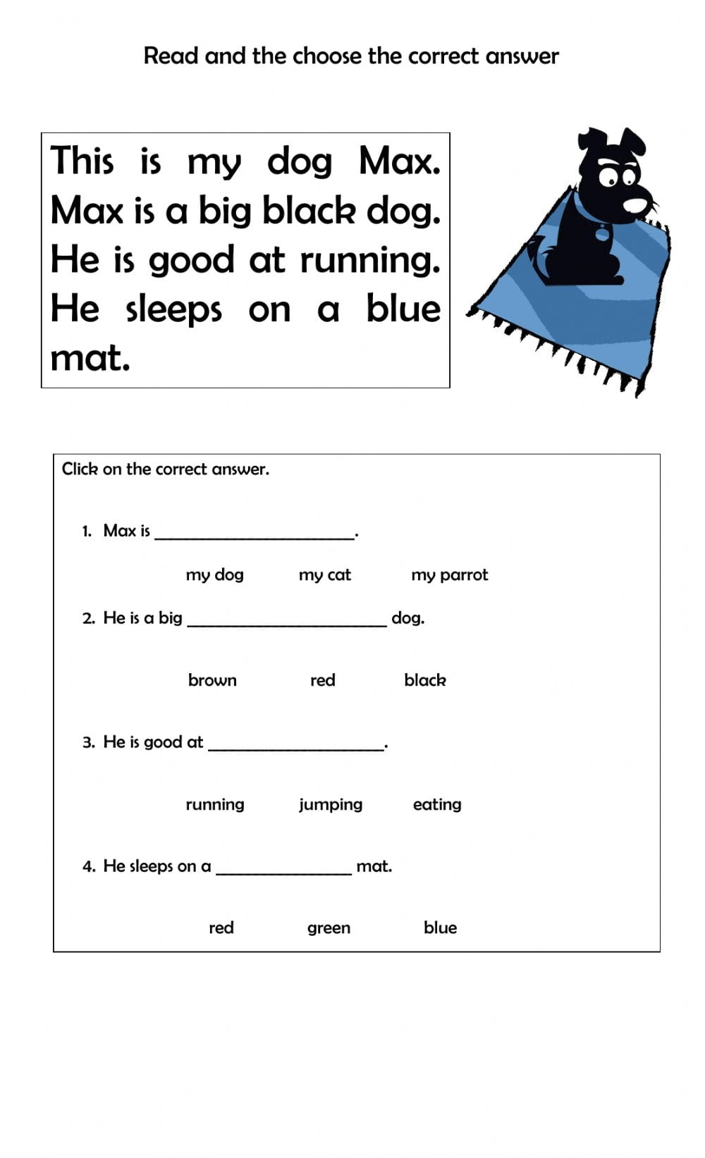 1 Grade Printable Reading Paragraph With Questions Worksheets