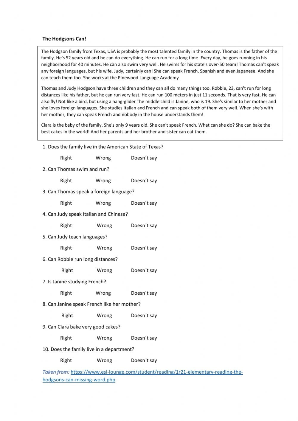 Reading Comprehension 3rd Grade Printable Worksheets A.r Texas