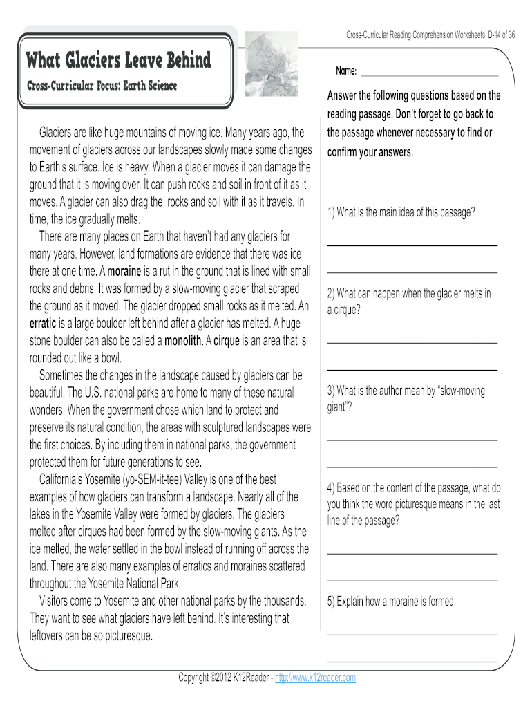4th Grade Free Printable Reading Comprehension Worksheets
