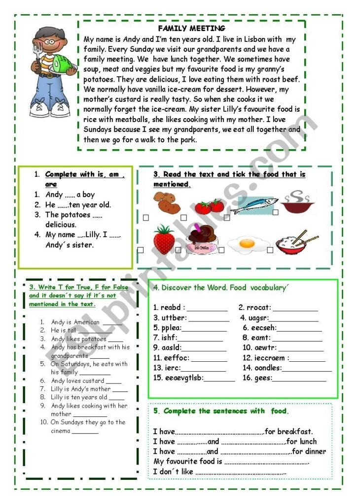 READING FAMILY MEETING ESL Worksheet By Macanolo