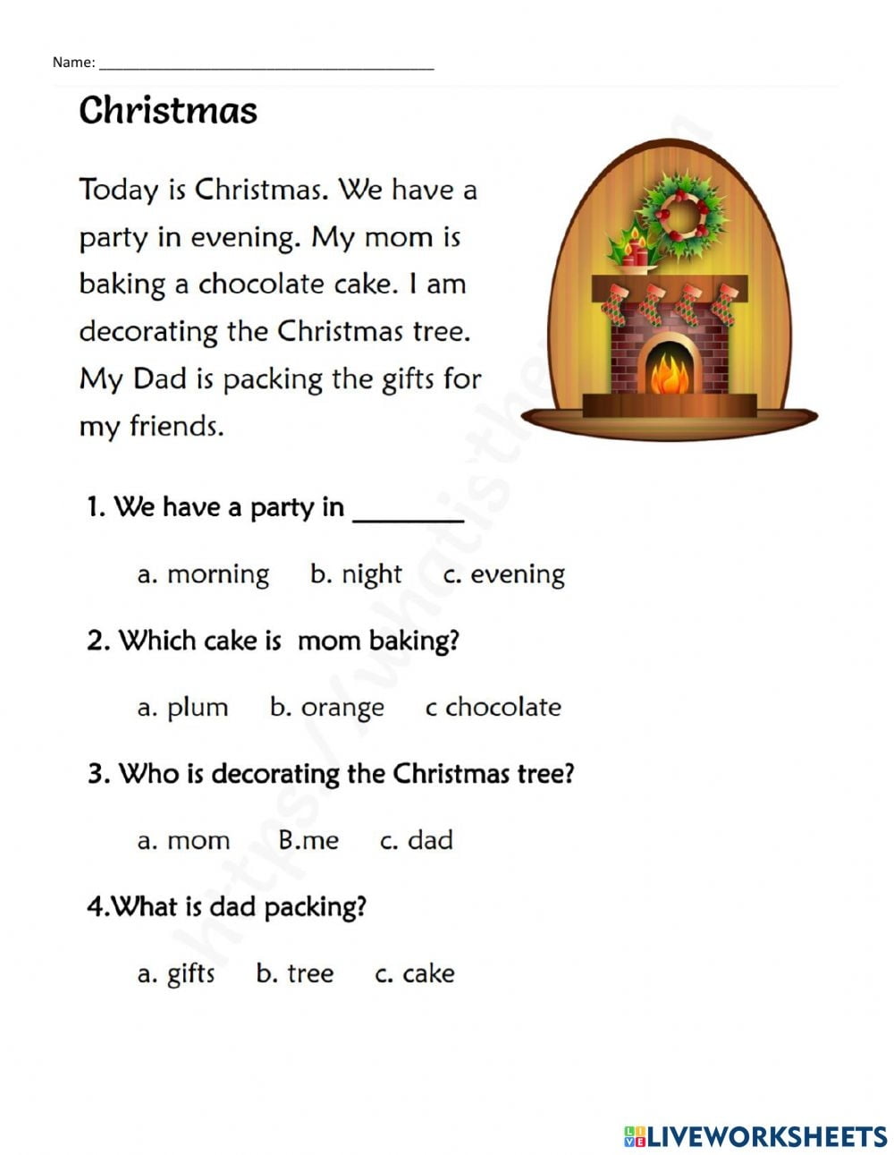 Christmas Reading Worksheets