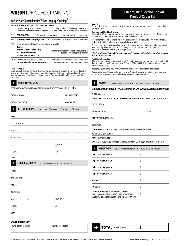 Wilson Language Order Form Fill Out Sign Online DocHub