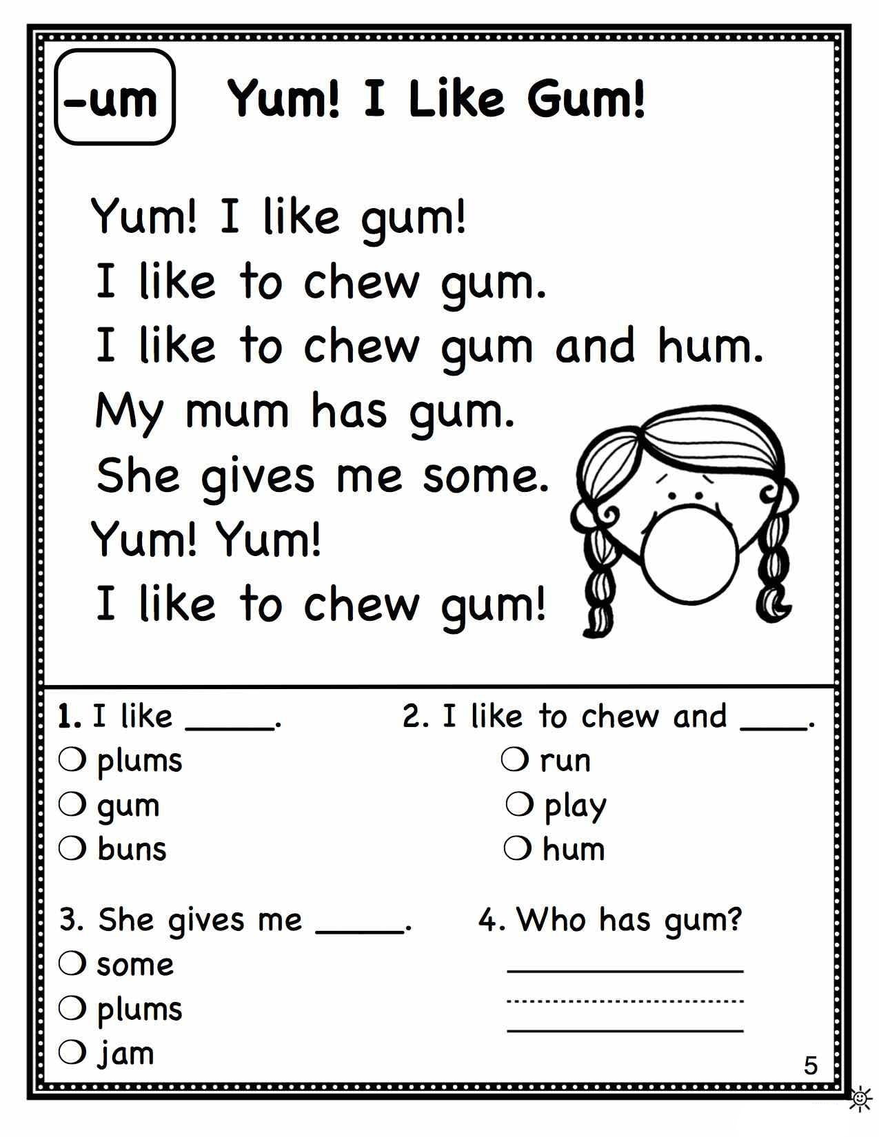 Reading Worksheets For 1st Graders