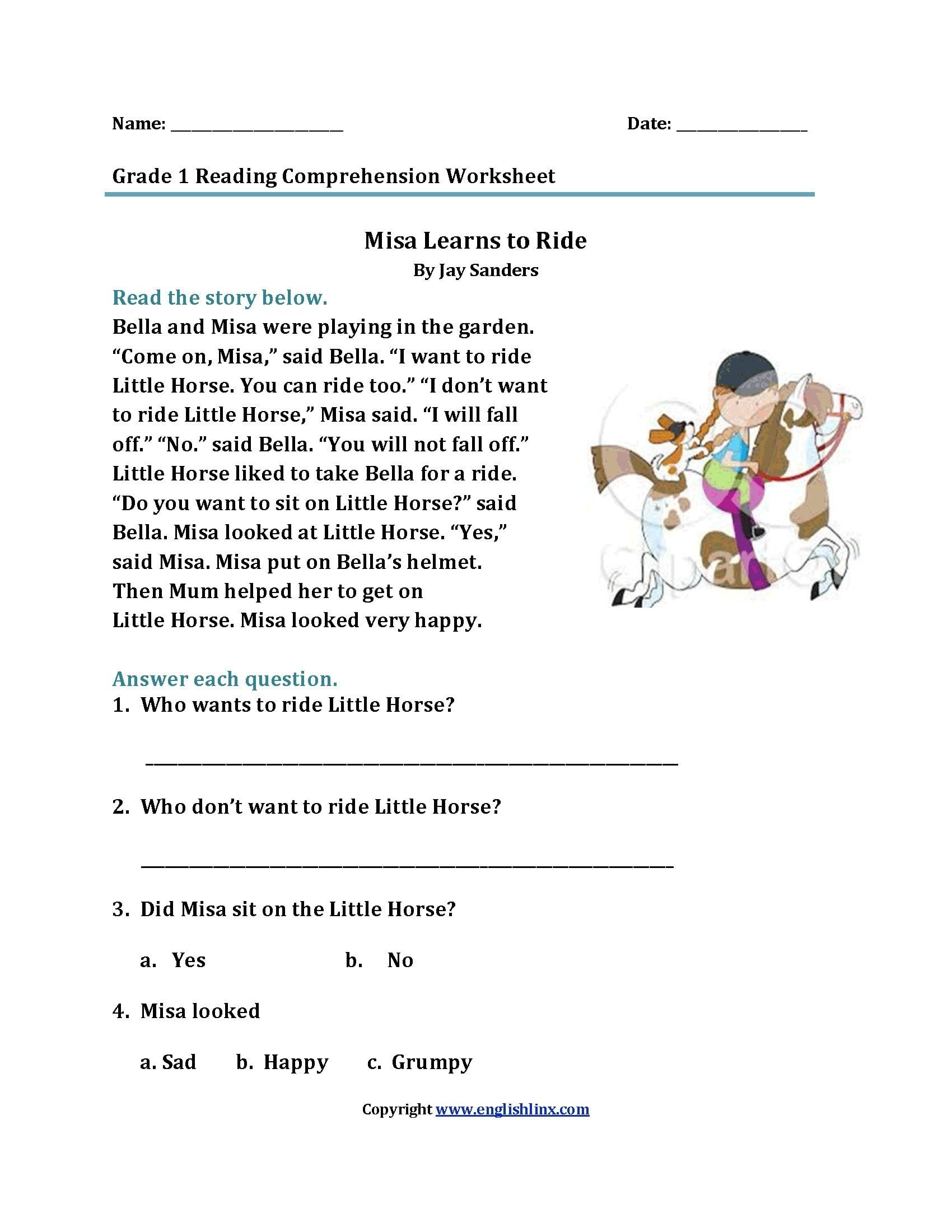 Printable Reading Comprehension Worksheets Grade 4