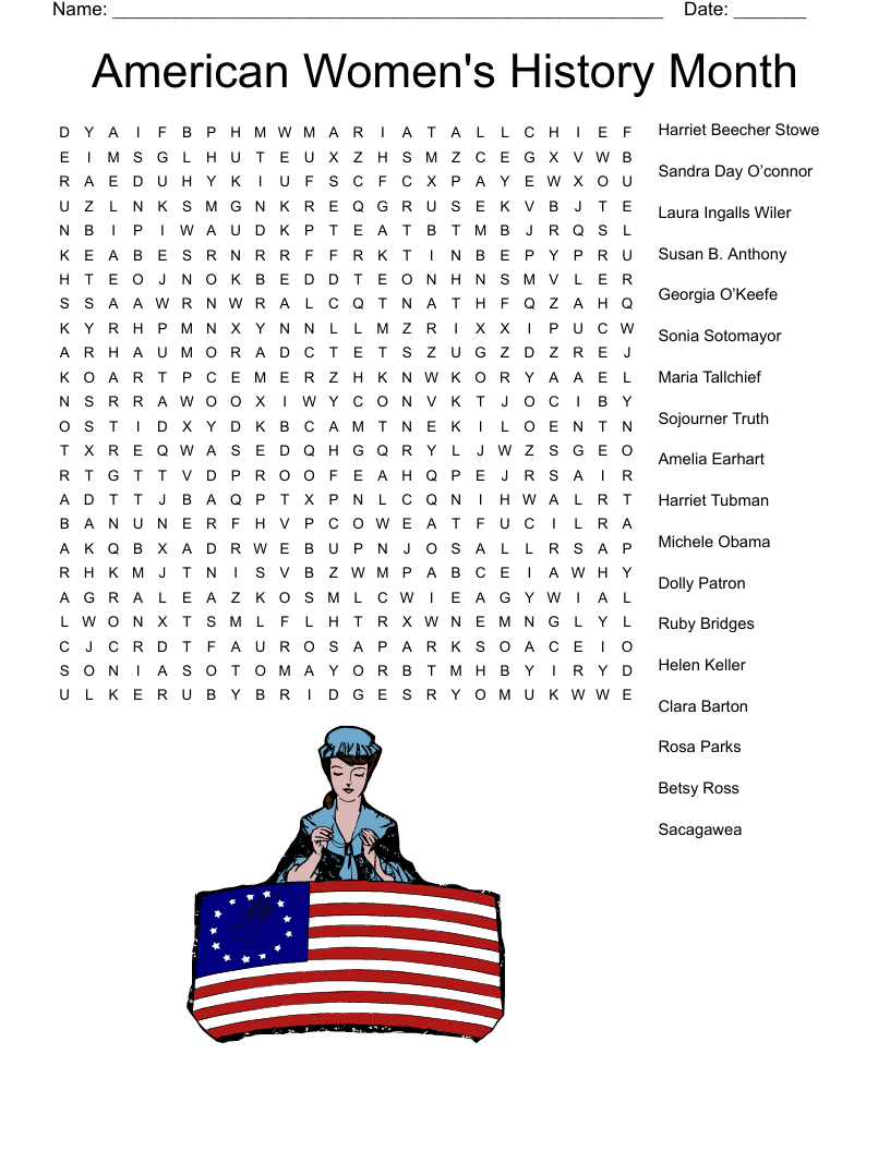 American Women s History Month Word Search WordMint