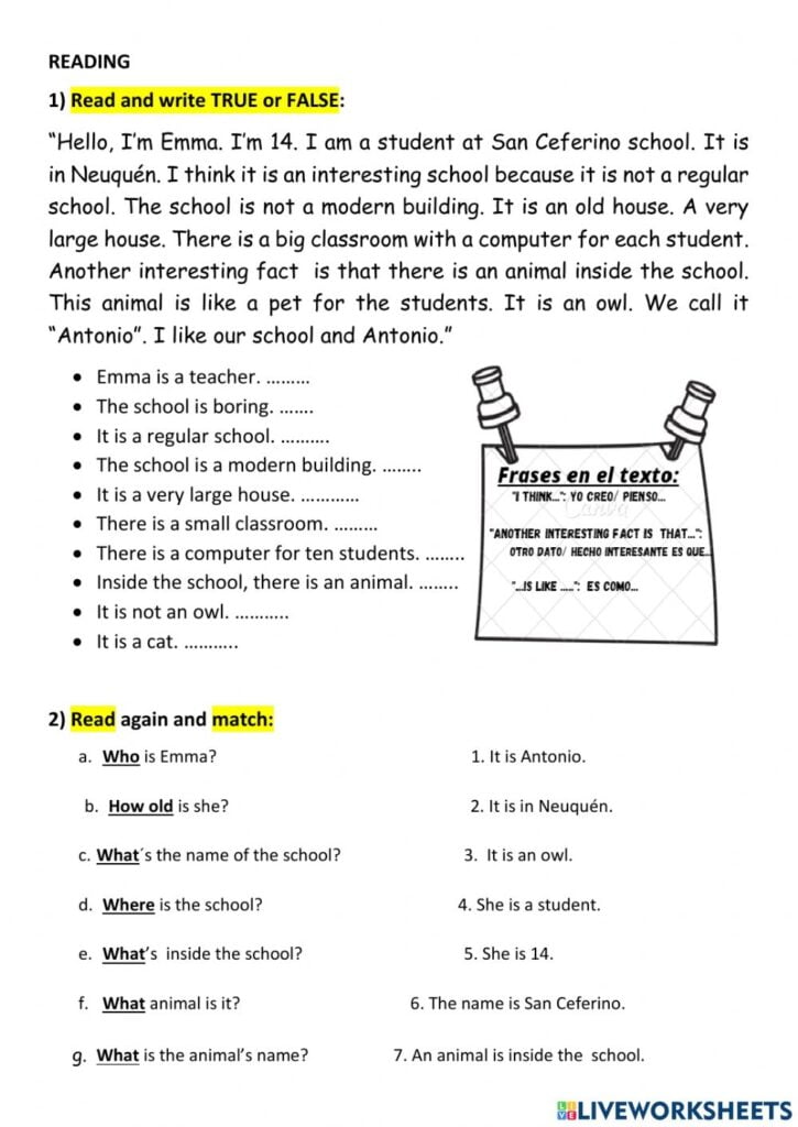 Easy Reading With Wh Questions Activ Worksheet