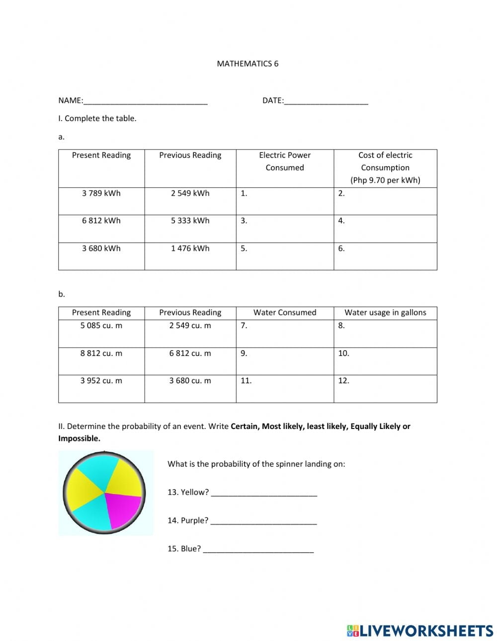 Math Worksheets Electric Meter Reading Worksheets