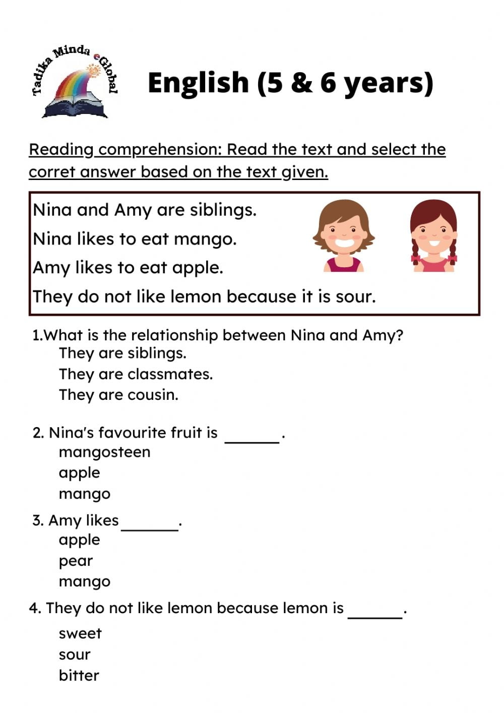 Reading For 6 Year Olds Worksheets