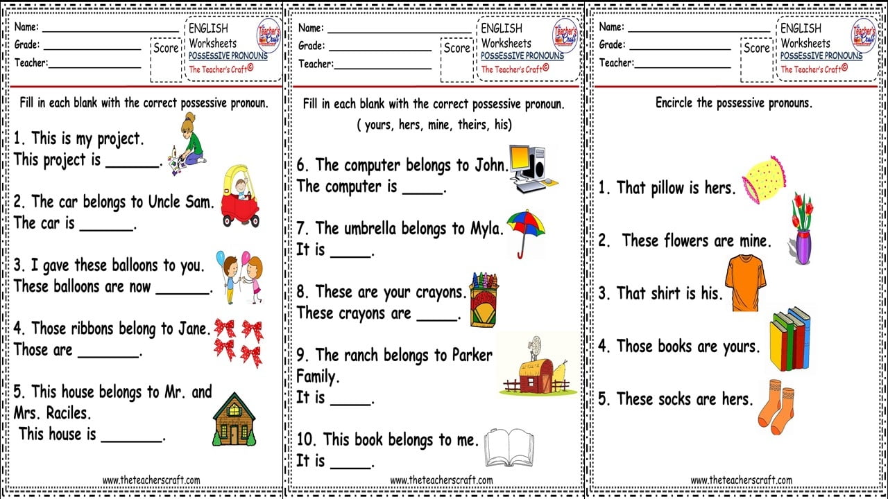 One-page Reading Printable Worksheets First Grade Possessive Nouns