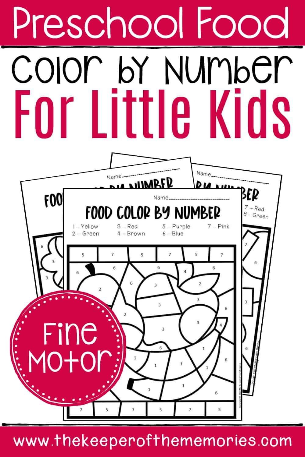 Free Printable Color By Number Food Preschool Worksheets