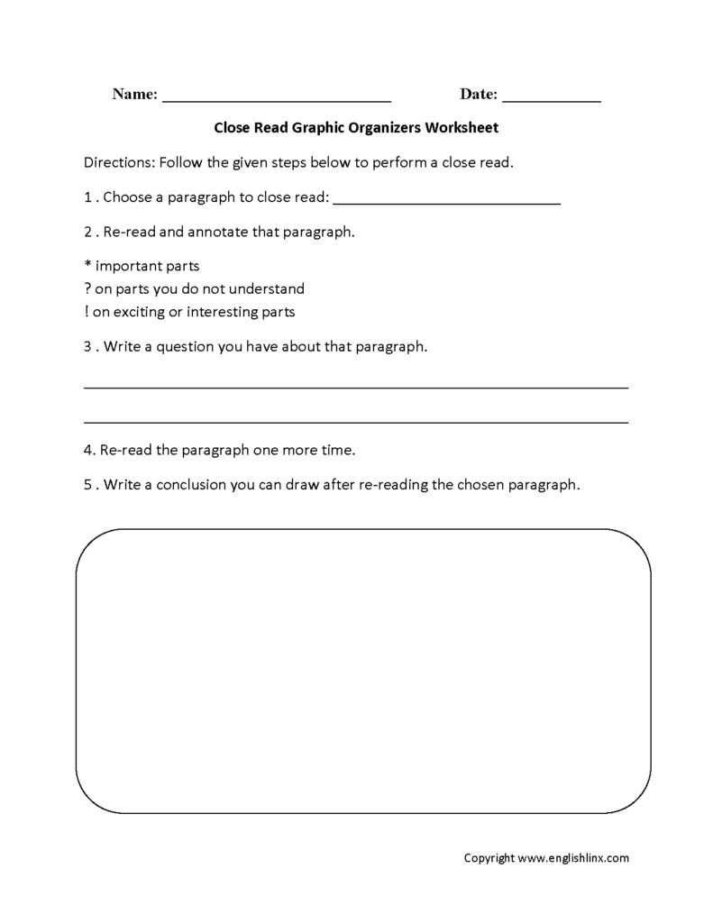 Graphic Organizers Worksheets Close Read Graphic Organizers Worksheets