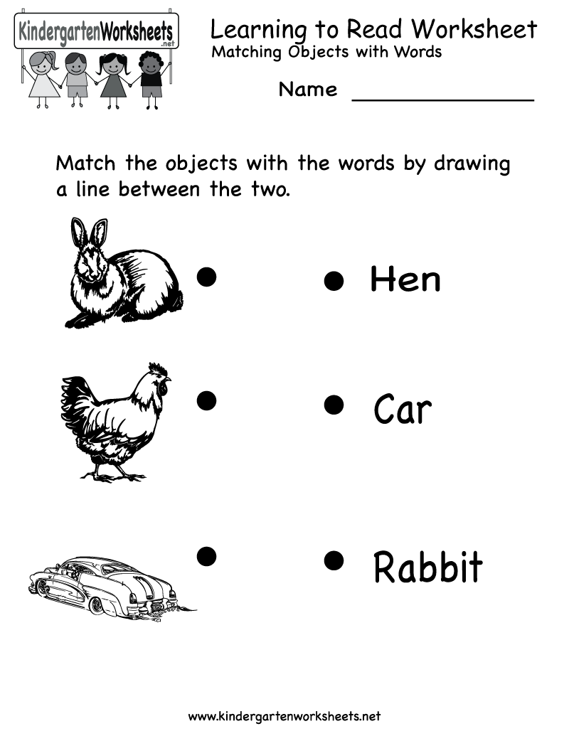 Learning To Read Kindergarten Worksheets