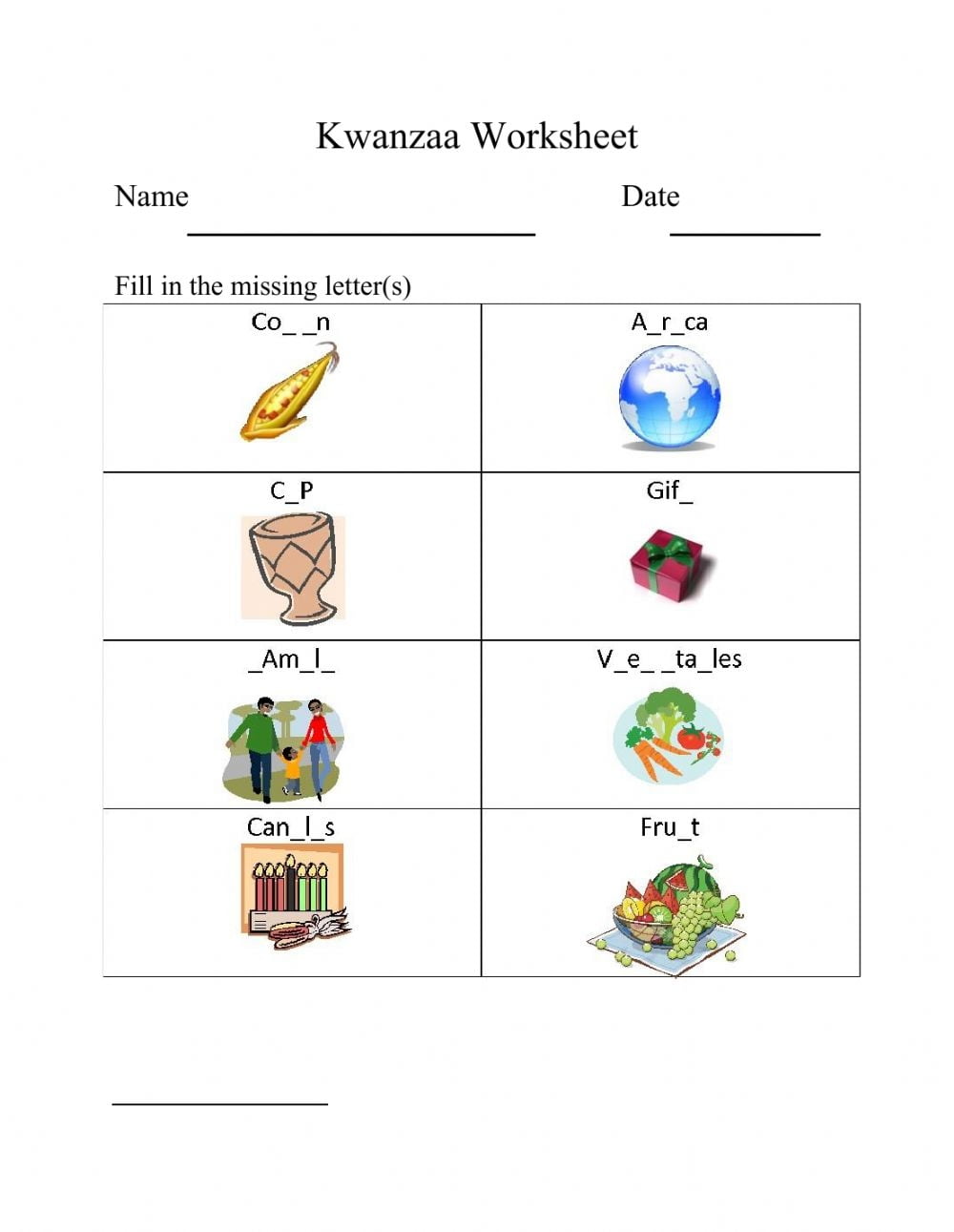 Kwanzaa Reading Comprehension Worksheets Pdf