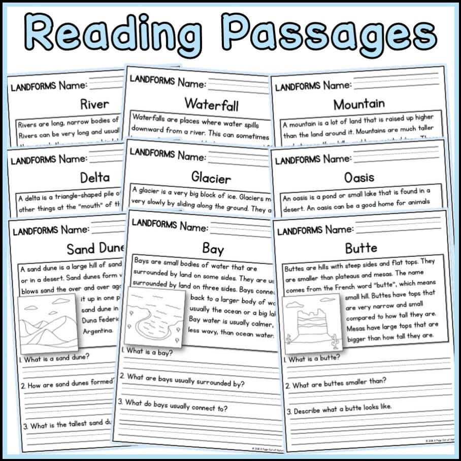 Free Printable 6th Grade Reading Comprehension Worksheets On Earth's Landforms