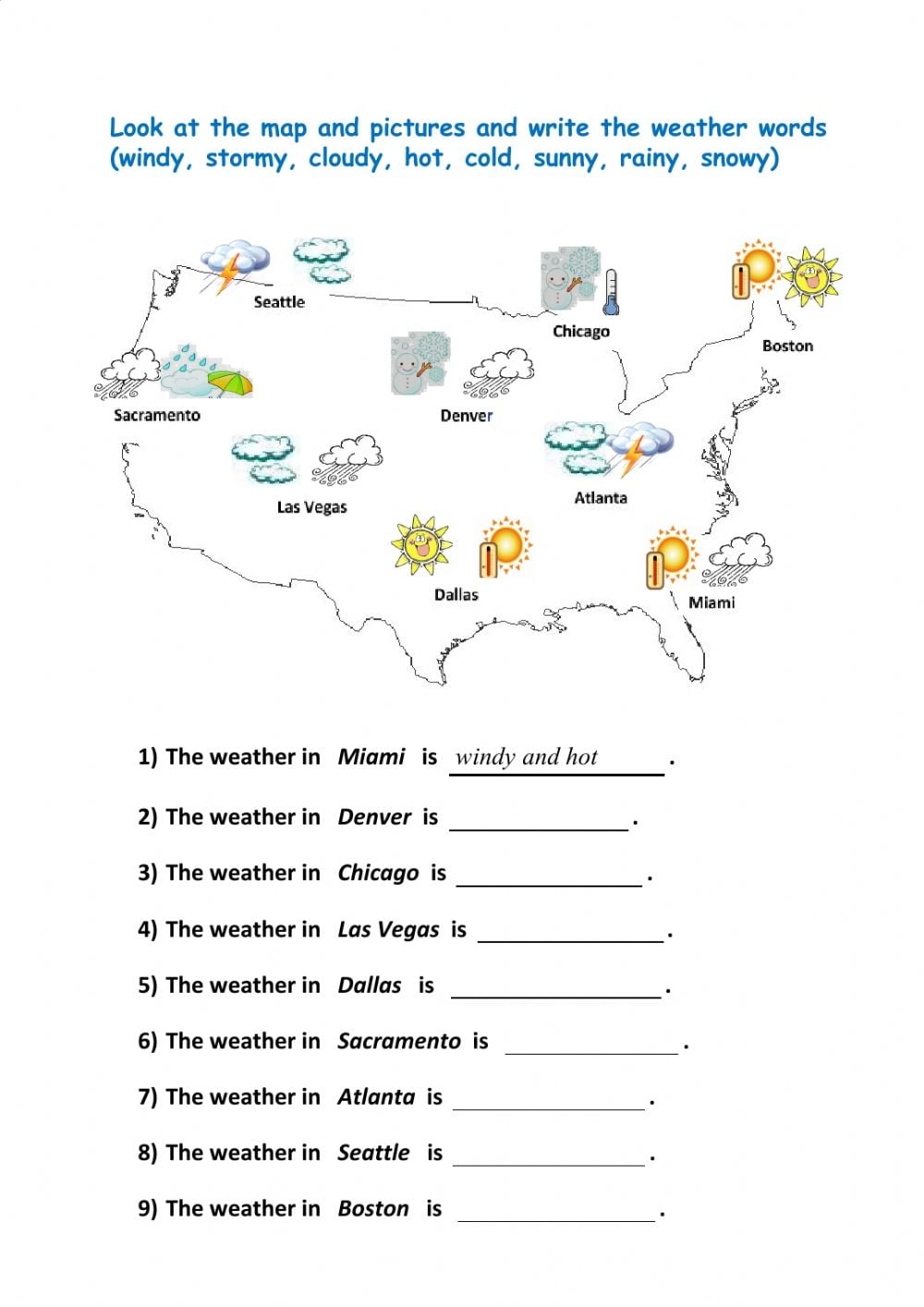 Map And Weather Worksheet