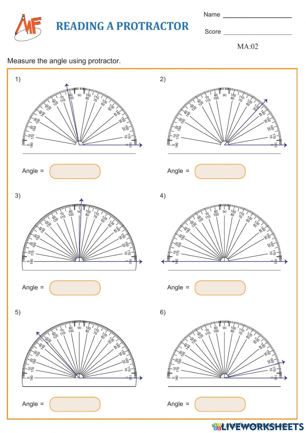 Reading A Protractor Worksheets Reading Worksheet Printable