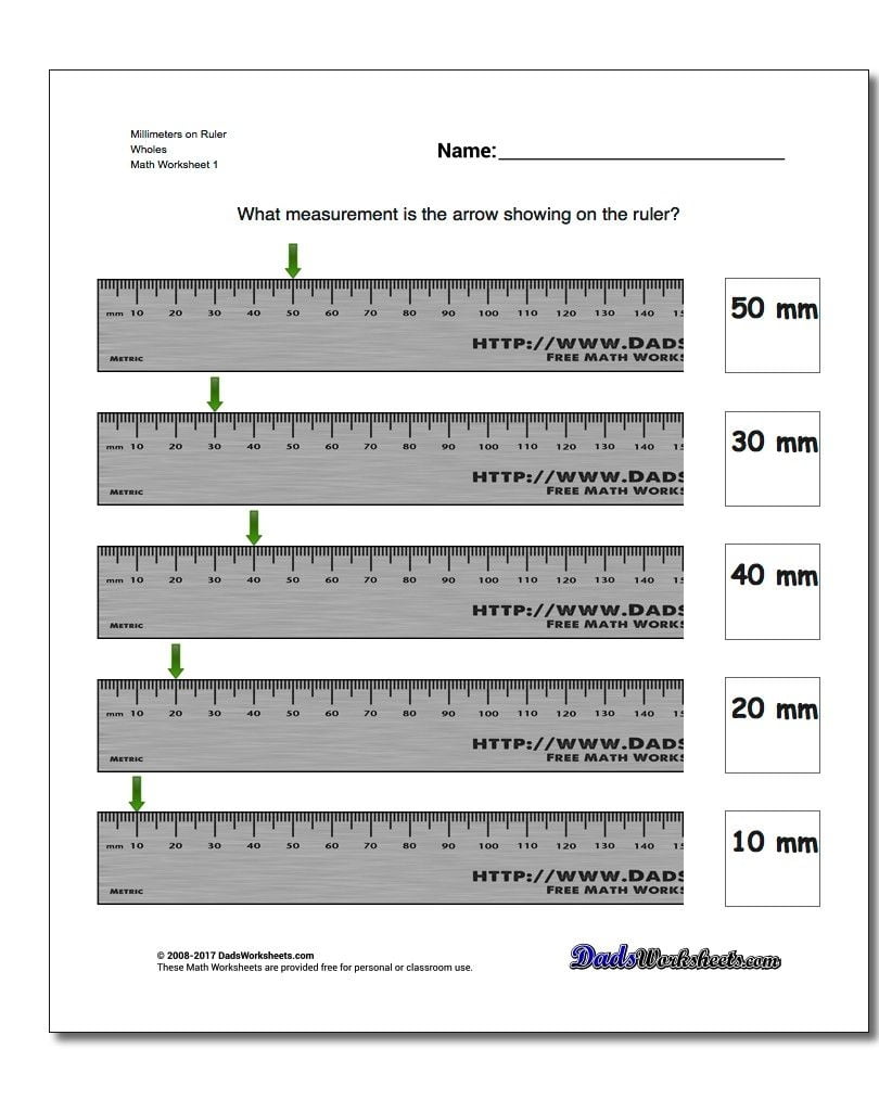 Millimeters On Ruler Metric Measurement Worksheet Millimeters On Ruler Reading A Ruler Writing Linear Equations Math Measurement