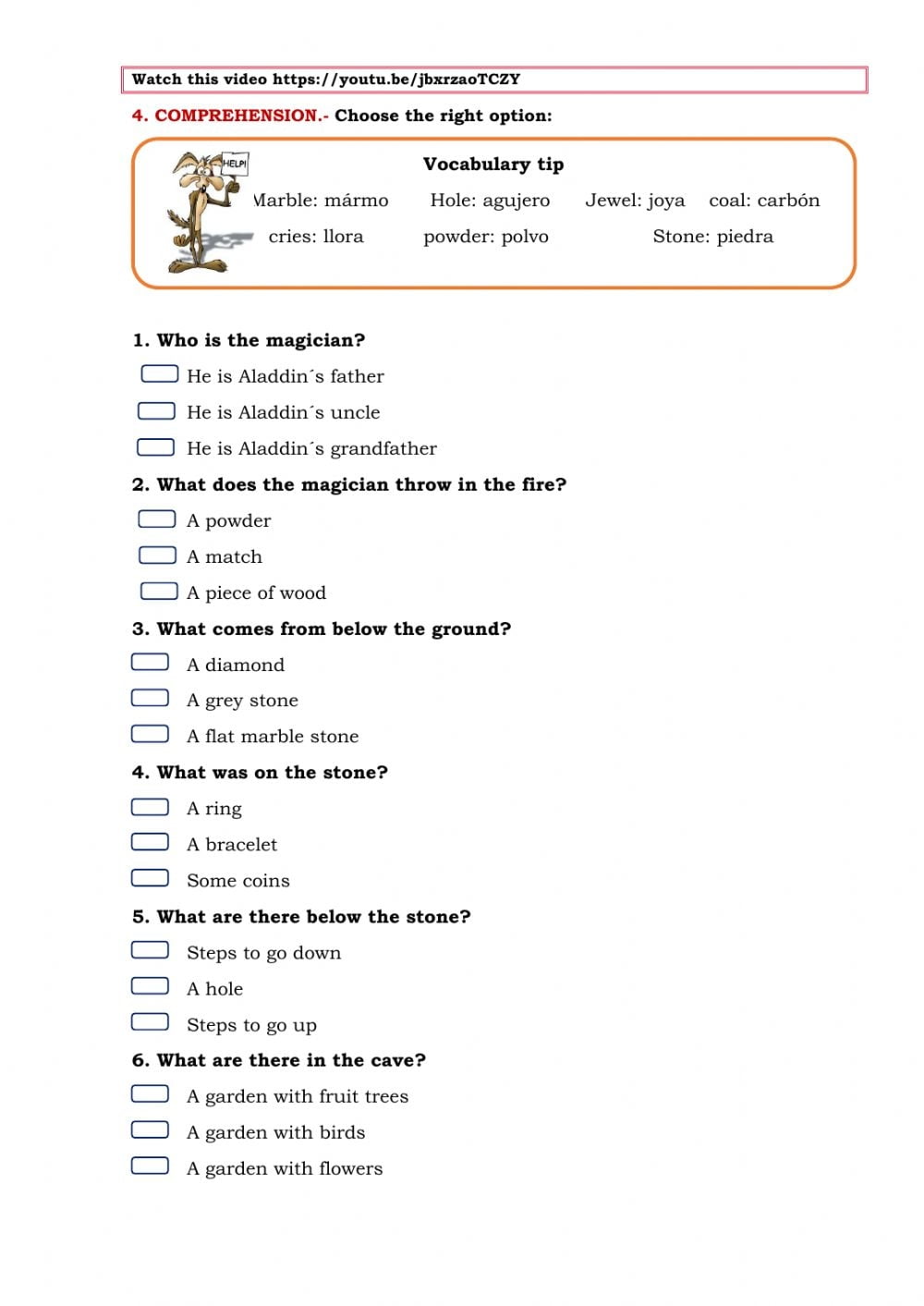 Reading Comprehension Worksheets Multiple Choice