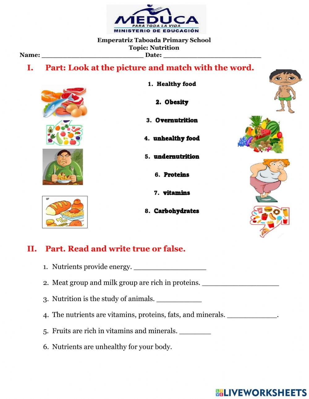 Nutrition Reading Comprehension Worksheets Pdf