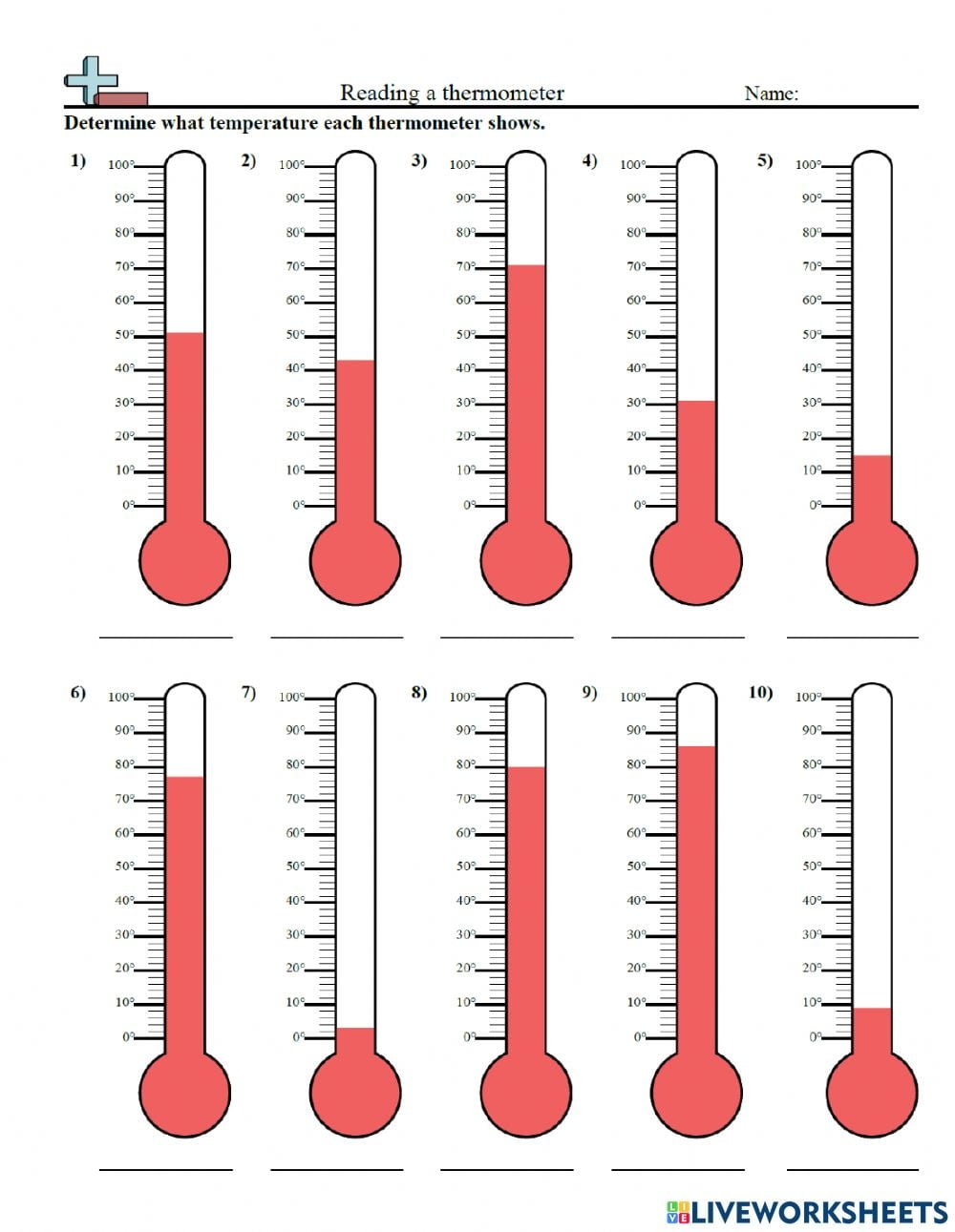 Reading Thermometers Worksheets