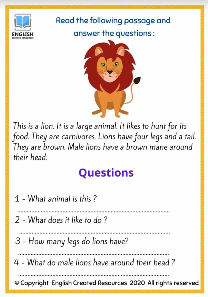 Reading And Writing Worksheets Animals 