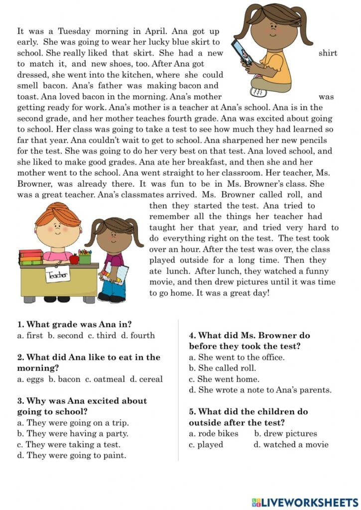 Reading comprehension for beginner and elementary Worksheet