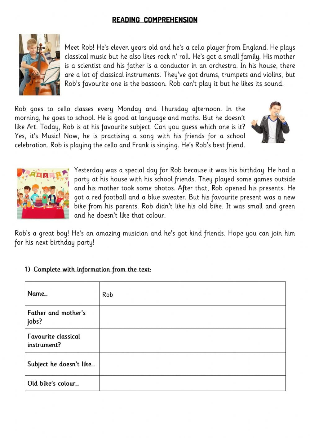 Reading Comprehension Worksheets For 4th Graders