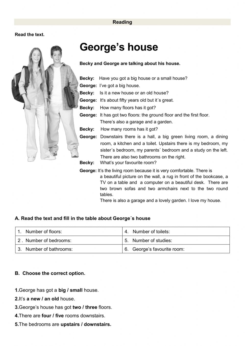 Reading Test Worksheet